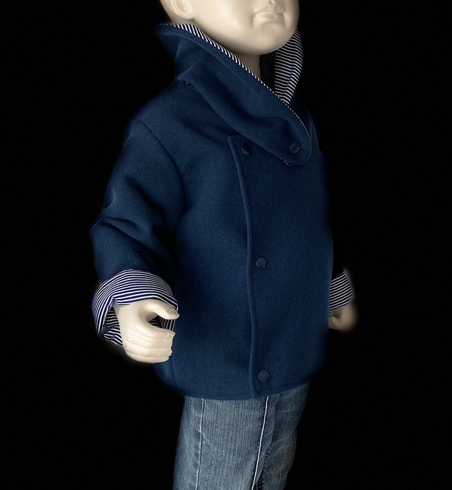 Manteau caban col marin bleu