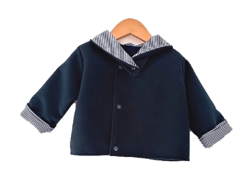 Manteau caban col marin bleu
