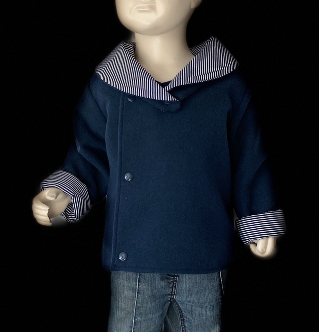 Manteau caban col marin bleu